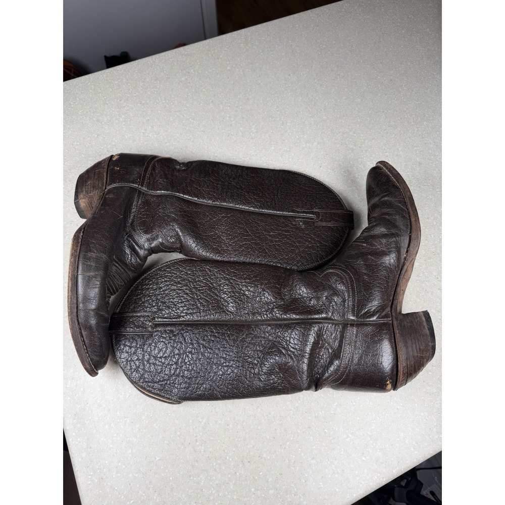 Justin Men's Boots Brown Leather Western Cowboy Boots Style 1310 Size 9 D - Picture 6 of 11